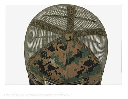 American Flag Camouflage Sticker Embroidered Baseball Cap Net Hat Men Outdoor Velcro Cap