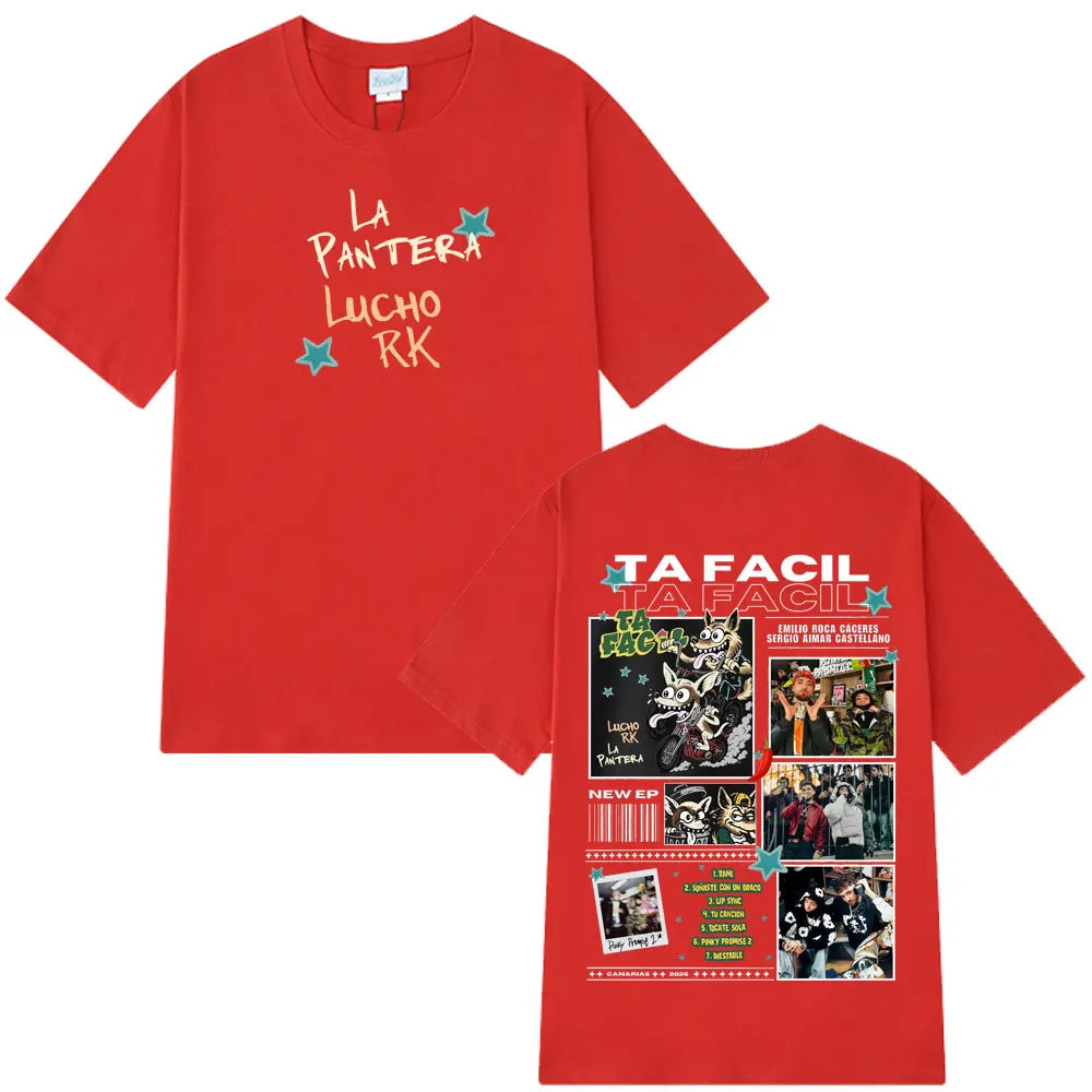 Ta Facil New Album 2025 La Panter Lucho Rk Fashion Print Tees Men Women Harajuku Hip-hop T-shirts Loose Casual Cotton T-shirts