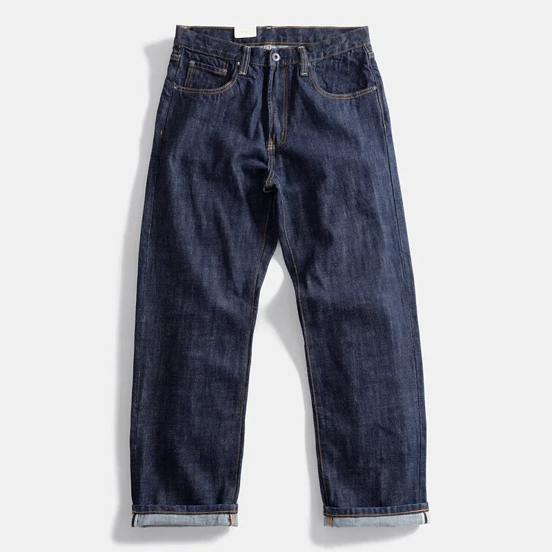 16oz Heavyweight Red Selvedge Denim Jeans for Men High Quality Loose Straight Pants One Wash Autumn Casual 100% Cotton Y2K
