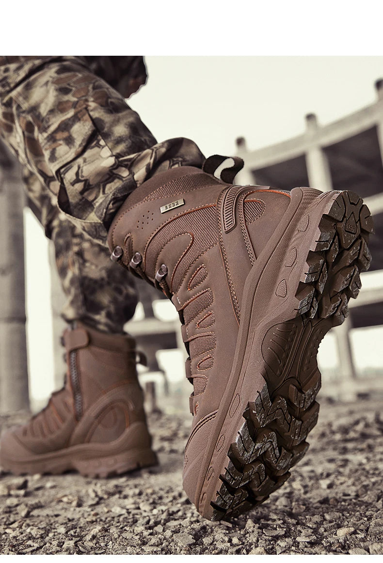 Men Tactical Boots Lace Up Brand Military Ankle Hiking Shoes Desert Work Army Boot Waterproof Size Plus Unisex Climbing Shoes