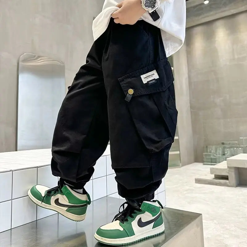 High Quality Boys Sweatpants Autumn Kids Casual Pants for Boy Korean Children's Clothes 2025 Spring Loose Cotton Red Trousers