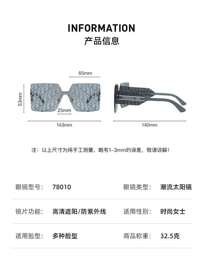 New Fashion Rimless Sunglasses Women Large Frame One Piece Sun Glasses Ladies Luxury Letter Coated Eyewears Gafas De Sol UV400