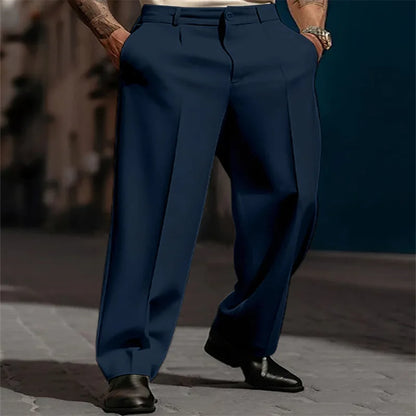 2023 Men's Stand Pocket Elegant Wide Leg Pants Solid White Party Wedding Trousers Plus Size Mens Fashion Buttons Up Suit Pants