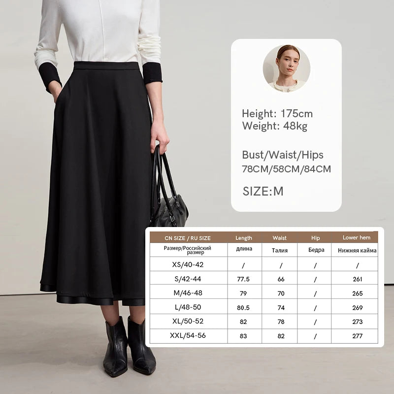 Elegant Skirts For Woman 2025 Winter New Commuter Style A-Line Mid-Calf Skirt Loose Solid Versatile Woman Clothes 12544126