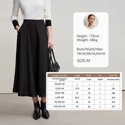 Elegant Skirts For Woman 2025 Winter New Commuter Style A-Line Mid-Calf Skirt Loose Solid Versatile Woman Clothes 12544126