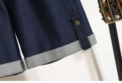 Women Denim Shorts 2026 New Summer Elastic High Waisted Jeans Ice Silk Wide-leg Pants Ladies Loose Solid Cowboy Shorts Size 5XL