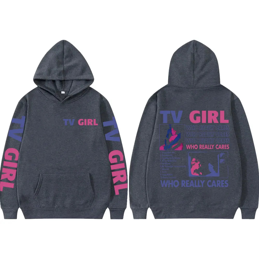 Pop Band TV Girl Who Really Cares Album Print  Hoodies Rock Hip Hop Hooded Sweatshirts Men Women Clothing Y2k Fashion Pullovers
