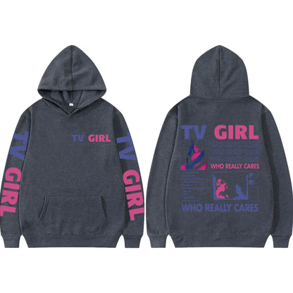 Pop Band TV Girl Who Really Cares Album Print  Hoodies Rock Hip Hop Hooded Sweatshirts Men Women Clothing Y2k Fashion Pullovers