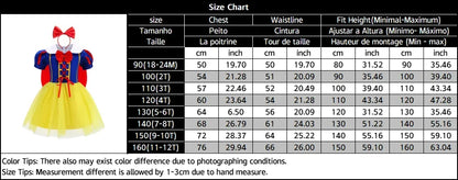 2025 Girls Disney Princess Dress Snow White With Cape Kids Cosplay Halloween Birthday Costumes Children Party Dress 10Y Clothes
