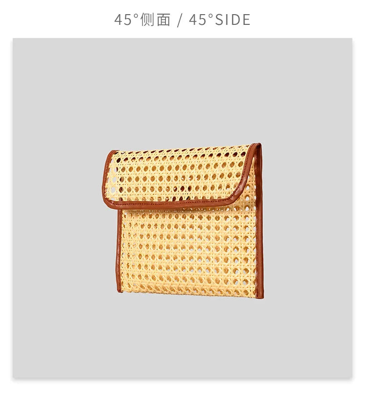 Fashion Imation Rattan Hollow Clutch Bag for Women Woven Shoulder Crossbody Bags Casual Summer Beach Bag 2025