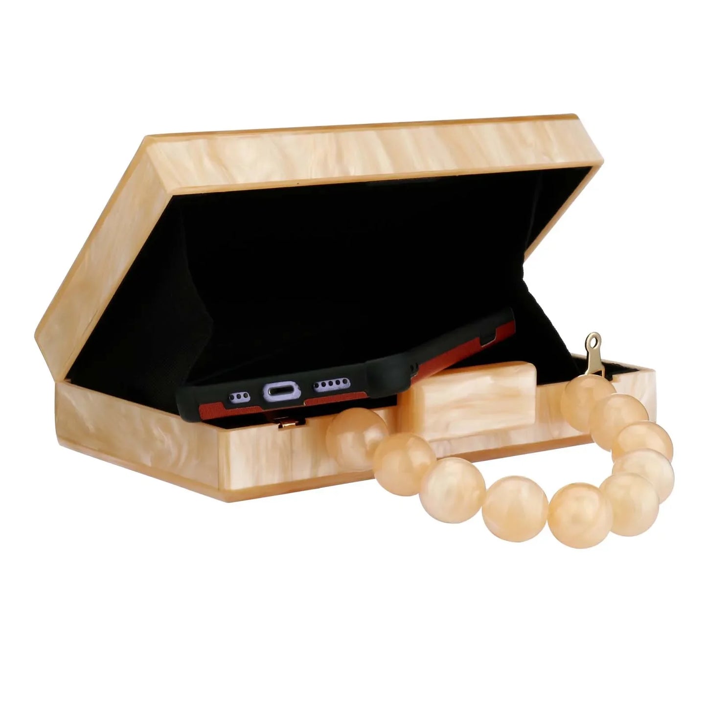 Beading Handbag Marble Acrylic Luxury Box Clutch Evening Bags Wedding Party Chain Shoulder Bag Dinner Dress Purse Festival Gift