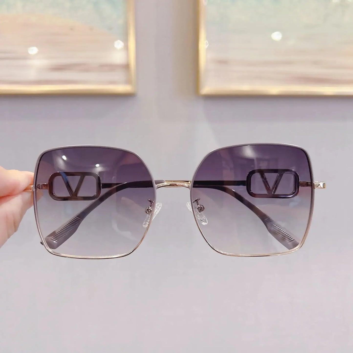 New Fashion Metal Frame Square  Sunglasses for Women Oversized Anti-ultraviolet Polarized Sun Glasses Women's High-end Gafas
