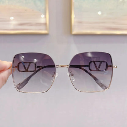 New Fashion Metal Frame Square  Sunglasses for Women Oversized Anti-ultraviolet Polarized Sun Glasses Women's High-end Gafas