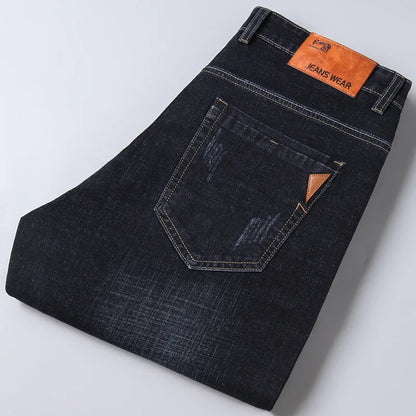 Men Fashion Straight Jeans Mens 2024 New Stretch Slim Fit Pants Comfortable Soft Business Denim Trousers Male Brand Clothing