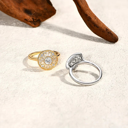 Full Moissanite Rings For Women DVVS1 Round Cut 0.5CT Diamond S925 Silver 18K Gold Plated Engagement Fine Jewelry Gifts