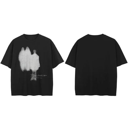 T-Shirt Streetwear Shadow Graphic T Shirt Cotton Hipster Men Tshirt Unisex Tops Tees Black Hip Hop Clothing
