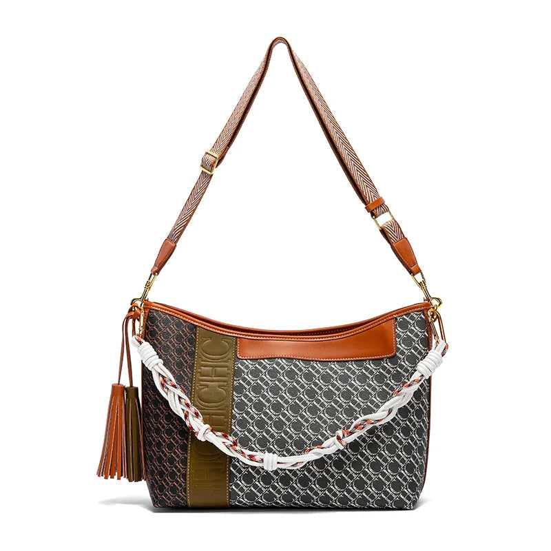 Large Capacity Commuter Women's Bag Women's Tote BagNew Splicing Design Dual Purpose Shoulder Bag