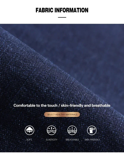 New Men's Fleece Warm Jeans Winter Thicken Plush Velvet Business Office Denim Trousers Brand Clothing Stretch Casual Male Pants