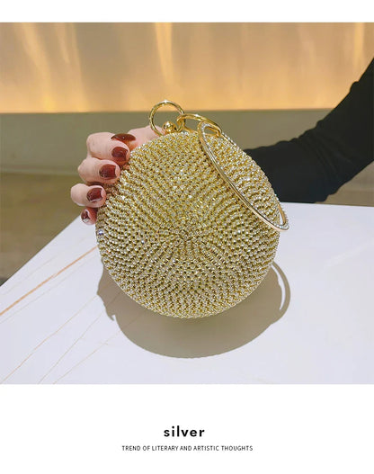 Round Pearl Clutch Purse Handbag Luxury Elegant Evening Bag Ring Handle For Women Bride Bridesmaid Wedding Party Handbag Purses