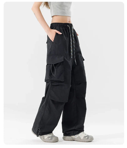 Women Hiking Pant Elastic Waist Trouser Adjustable Cuff Windproof Pant Men Outdoor Camping Pant Multiple Pockets Waterproof Pant