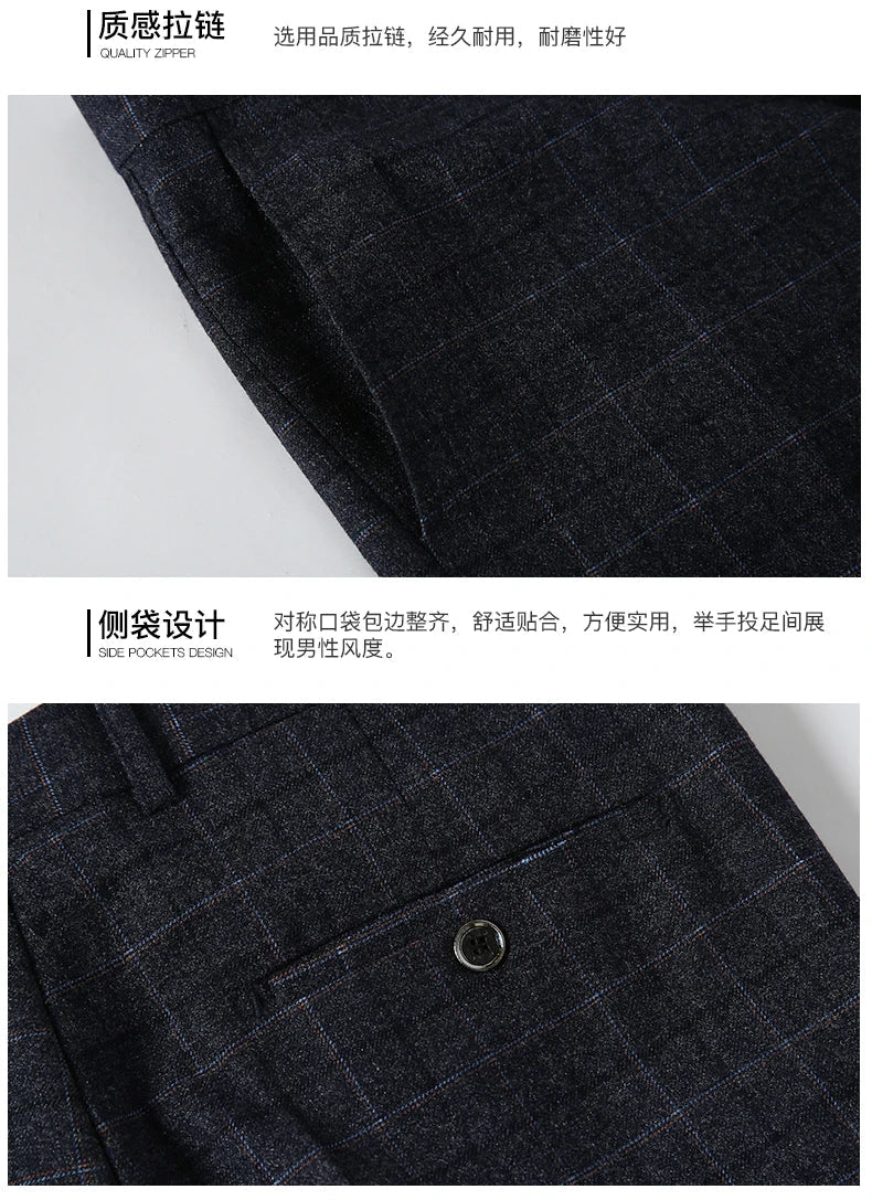 Autumn New Men's Suit Pants, Asian Sizes Office Trousers, Available in Blue, Red, Gray, and Black.