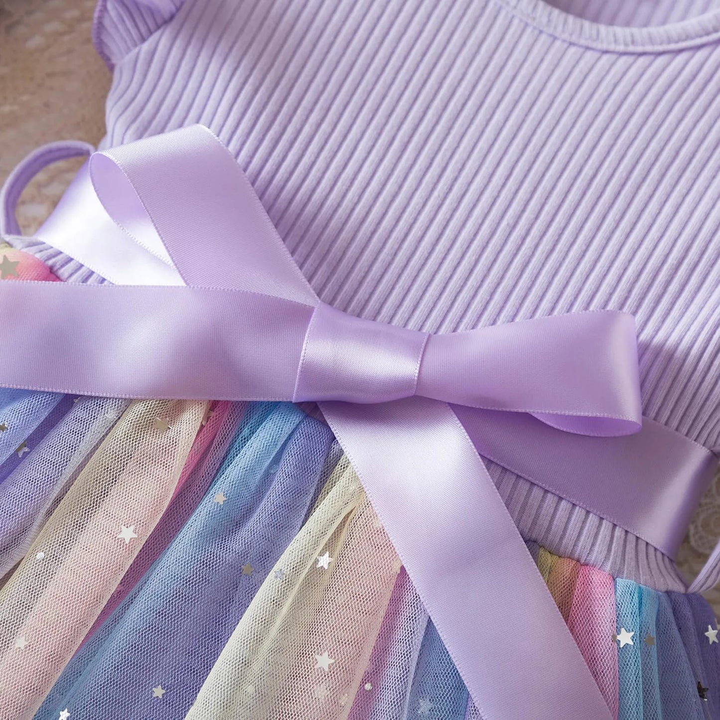 New Girls Dress for Sequins Birthday 1-5Y Toddler Girls Rainbow Tulle Dress Sweet Kids Princess Dress for Girls 2025 Summer Wear