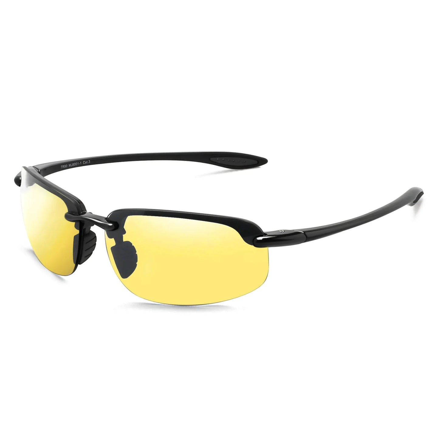 Rimless Polarized Sports Sunglasses Men&Women Tr90 Frame for Running Fishing Baseball Driving （8001）