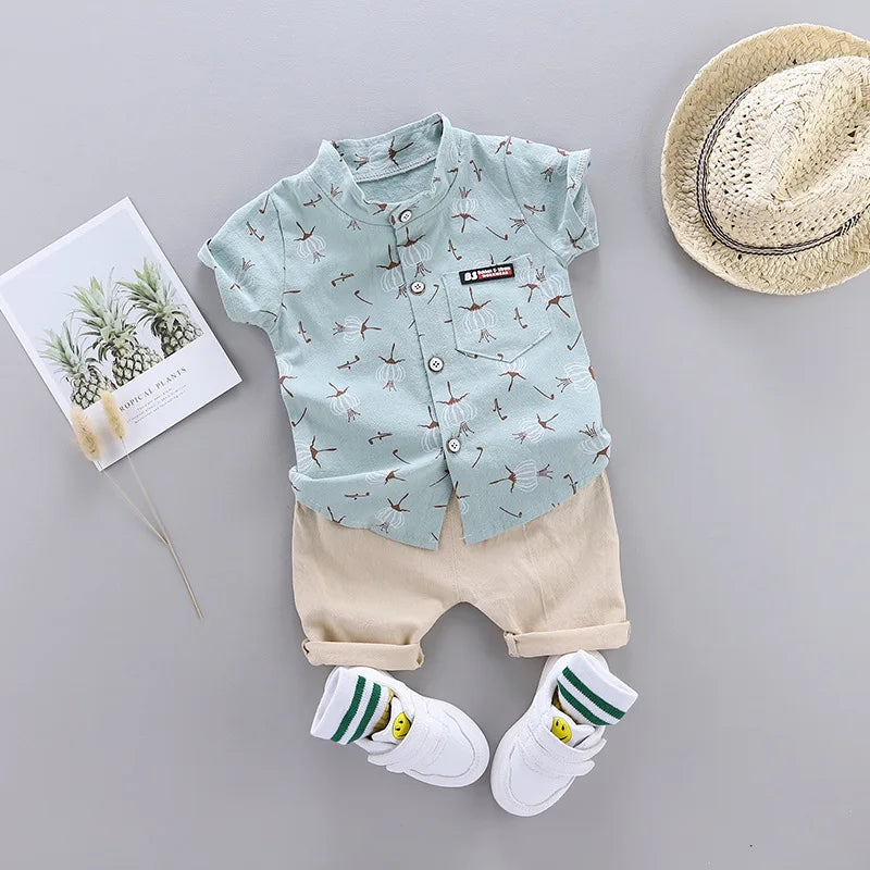 Summer Cotton Baby Boys Clothes Suits Fashion Children's Girls Shirt with Shorts 2-Piece Sets
