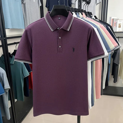 Fashion brand 100% cotton summer new item men's original pony embroidered polo shirt comfortable and breathable short sleeve top