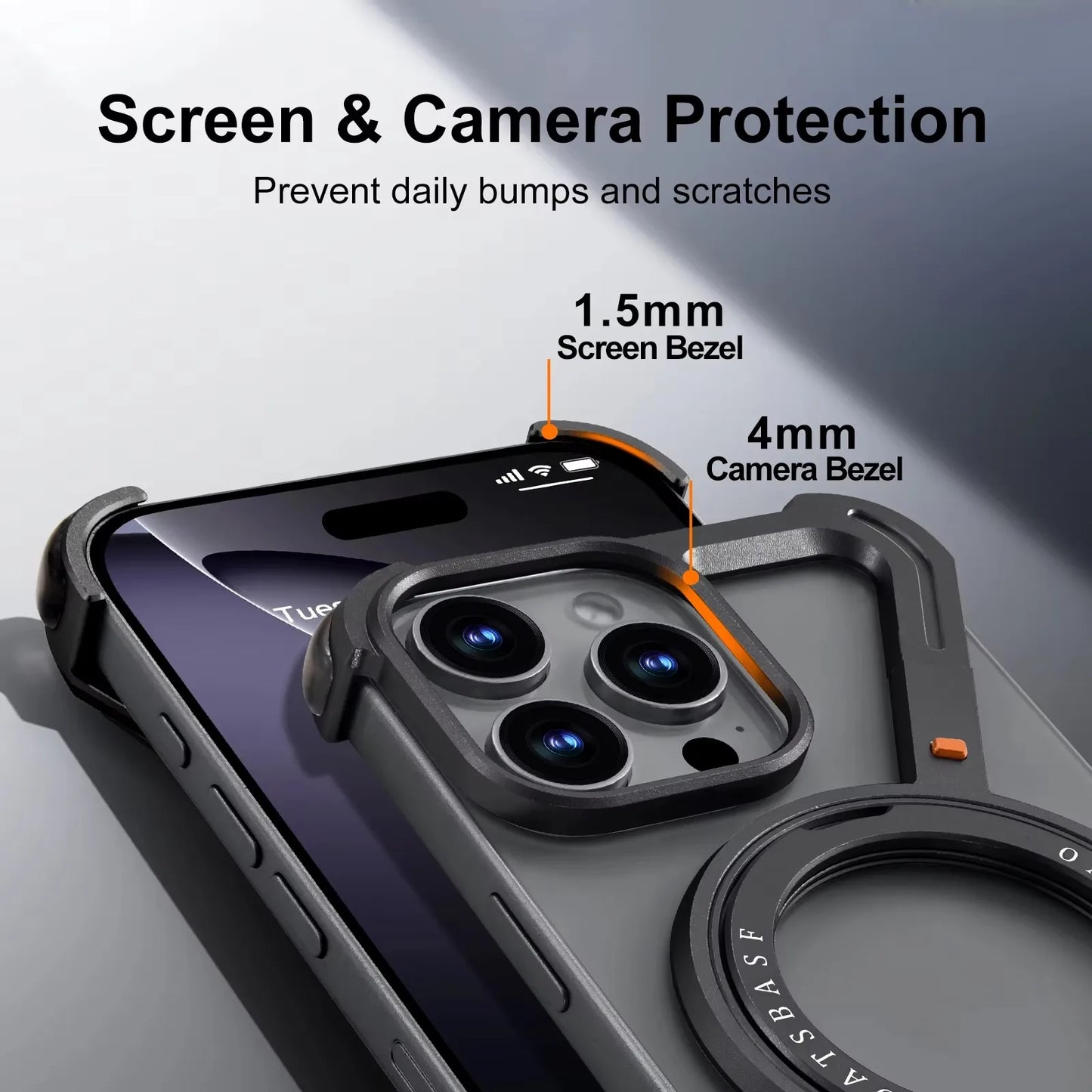 Z Case for iPhone 16 15 14 13 12 Pro Max for Magsafe 360°Rotatable Magnetic Kickstand Metal Frameless Bumper Phone Cover