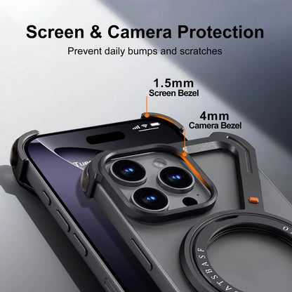 Z Case for iPhone 16 15 14 13 12 Pro Max for Magsafe 360°Rotatable Magnetic Kickstand Metal Frameless Bumper Phone Cover
