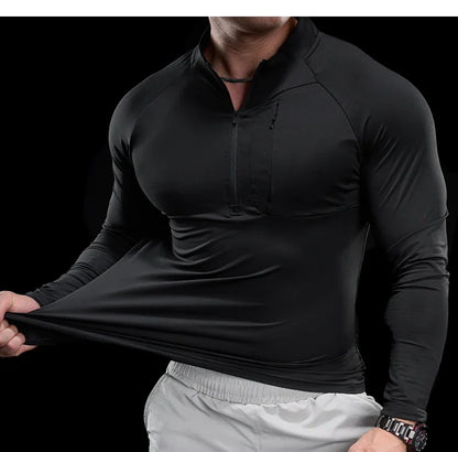 Gym Fitness Quick Dry Shirt Men Running Sport Long Sleeves T-shirt Trackwear Tee Tops Autumn Male Bodybuilding Training Clothing