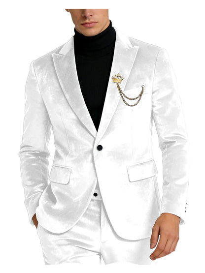 Men's Teal Velvet Blazer 1 Button Single Breasted Slim Fit Formal Wedding Party Suit Jacket