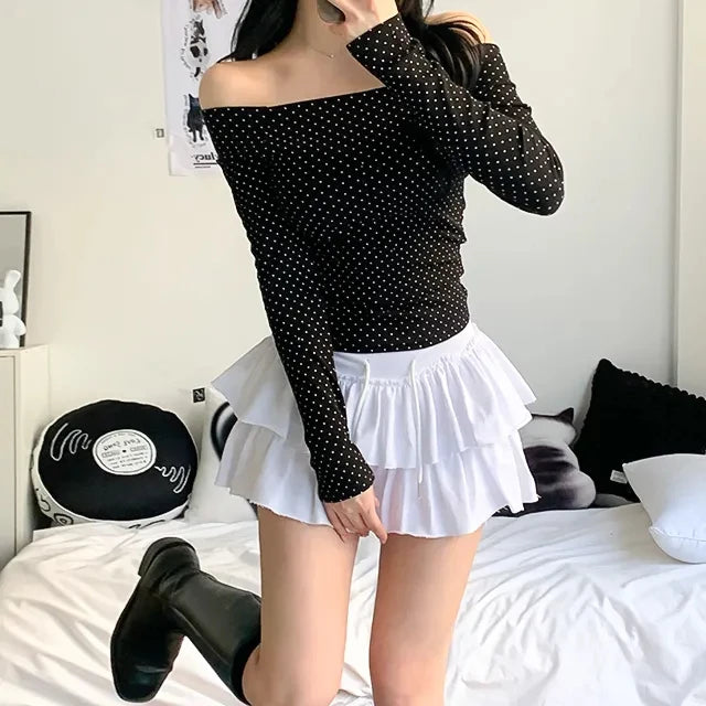 Summer 2025 Casual High Waist Fluffy Skirt Women's f-length Baked Cake Skirt with Fringe Versatile Cotton 00% Skirt