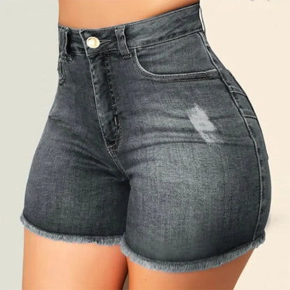 2025 New Summer Womens Jeans Shorts Jeans Short Length High Waisted Broken Denim Shorts Ripped Jeans High Waisted Hotpant Shorts
