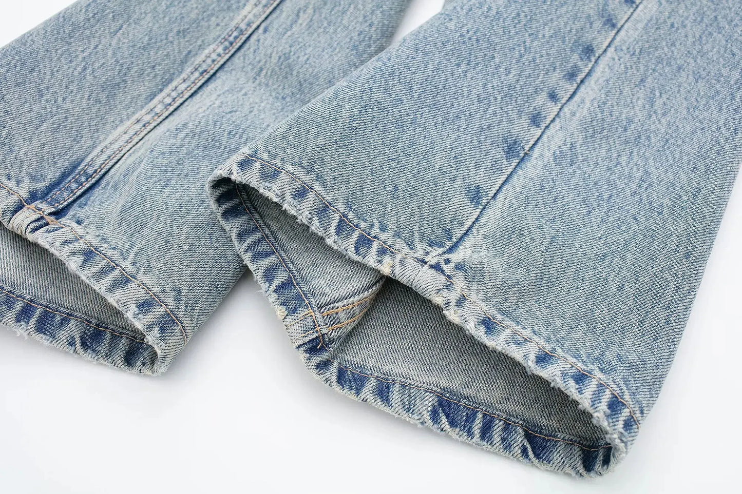 2024 Women's Street Fashion Denim Blue Jeans Distressed Patchwork High Waist Zipper Fly Ripped Retro Long Pants