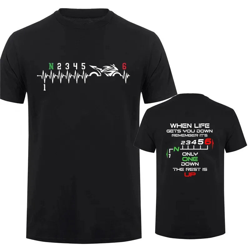Motorcycle Gear Biker Heartbeat Print Men T-Shirts Summer Men's T Shirt Clothing Oversized Men Tshirt Graphic T Shirt
