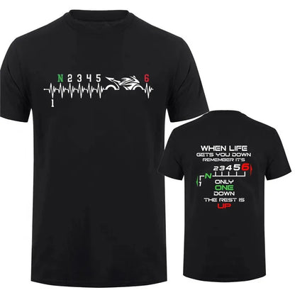 Motorcycle Gear Biker Heartbeat Print Men T-Shirts Summer Men's T Shirt Clothing Oversized Men Tshirt Graphic T Shirt
