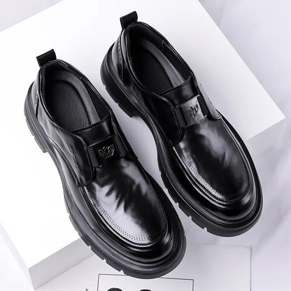 Spring Autumn New Increase Leather Shoes for Men Black Business Casual Platform Shoes Male Fashion High Quality Dress Shoe Man