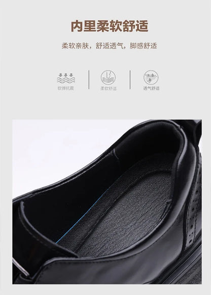 Spring Autumn New Increase Leather Shoes for Men Black Business Casual Platform Shoes Male Fashion High Quality Dress Shoe Man