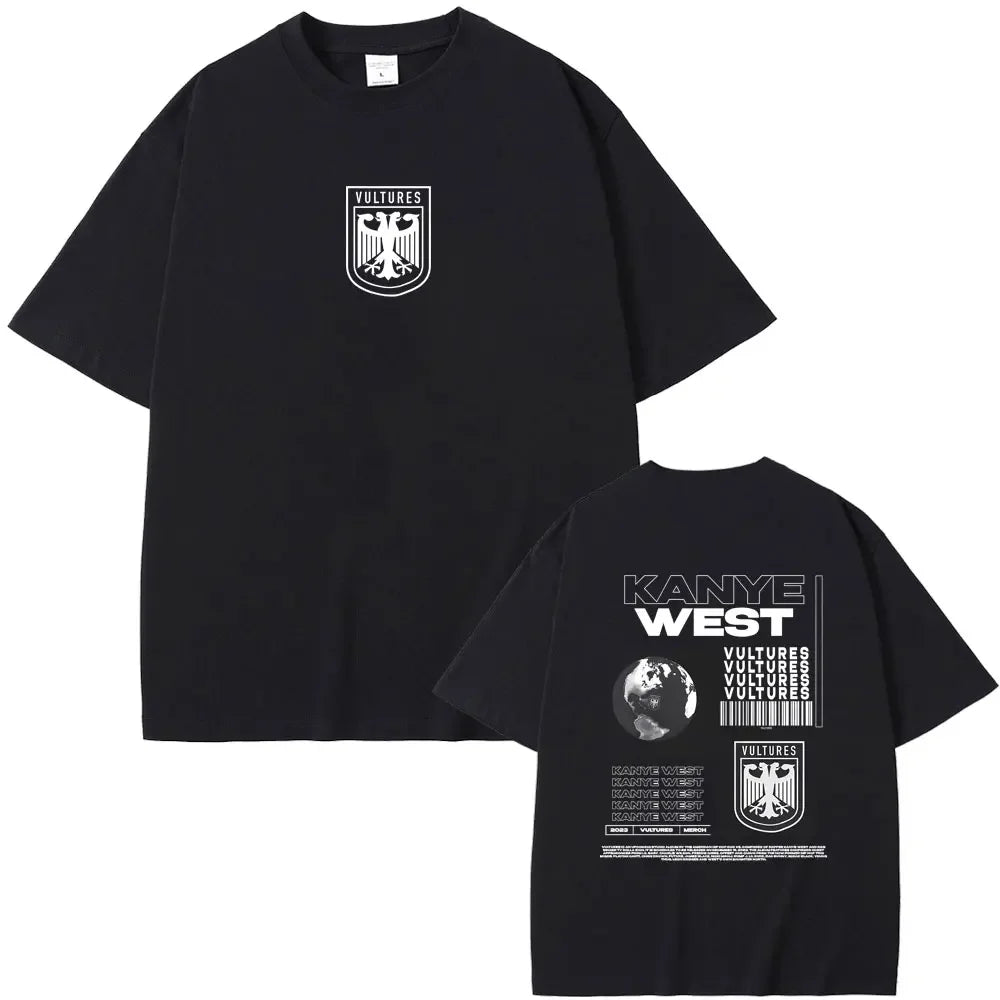 Rapper Kanye West Vultures New Music Album Graphic T Shirts Men Women Hip Hop Fashion Oversized T-shirts Male 100% Cotton Tshirt