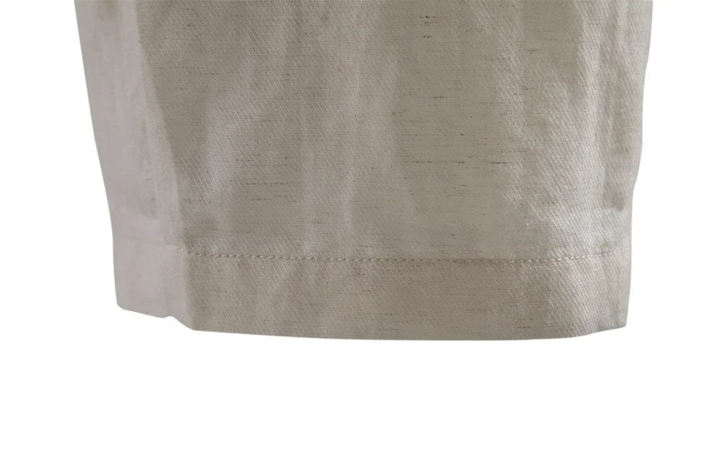 Comfortable Men's Shorts Solid Color Elastic Waist Multi Pocket Cotton Linen Blend Breathable Quick Dry Summer Shorts