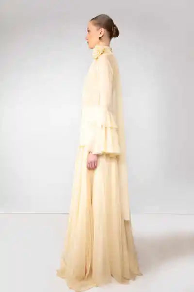 Dubai Evening Dresses Customizd 2 Piece Elegant Party Dress Chiffon Luxury Evening Dresses Long Sleeve Women Night Gown