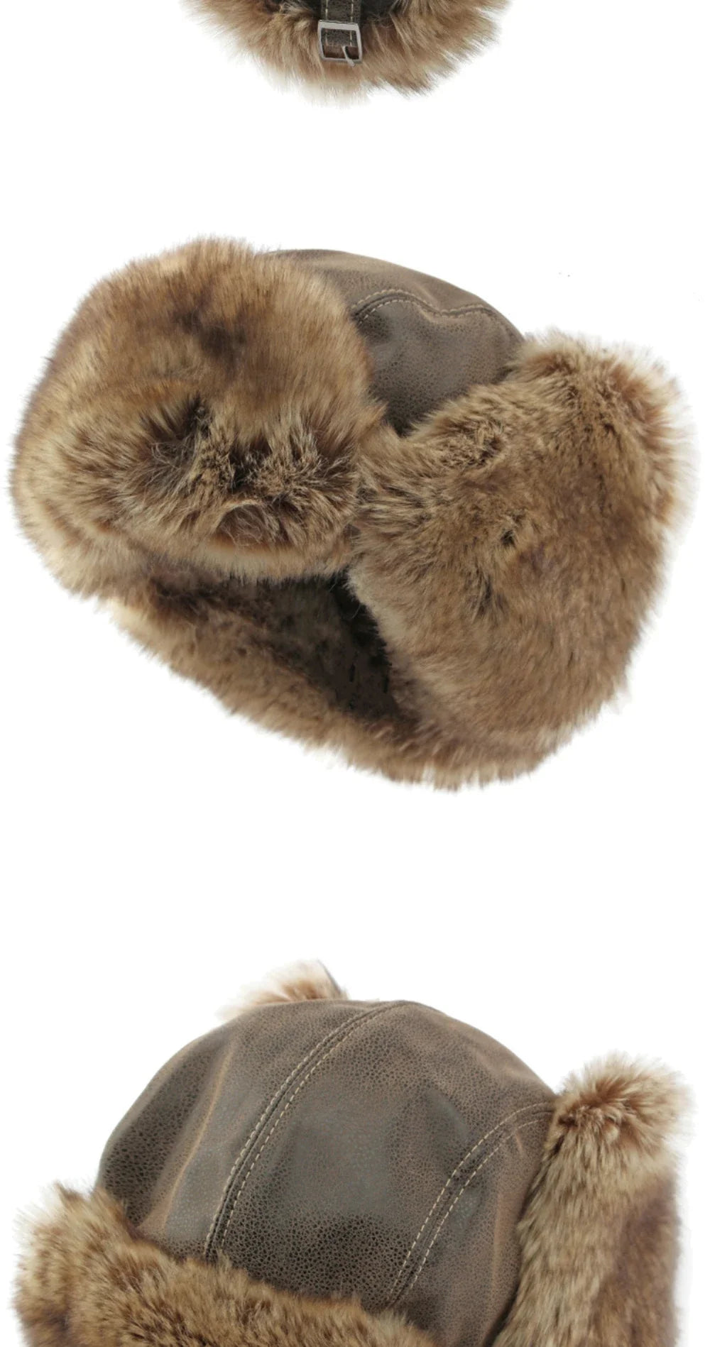 Bomber Hat New Thick Warm Men Women Russian Fur Hat Male Windproof PU Leather Ski Trapper Earflap Cap Winter Hat Ushanka