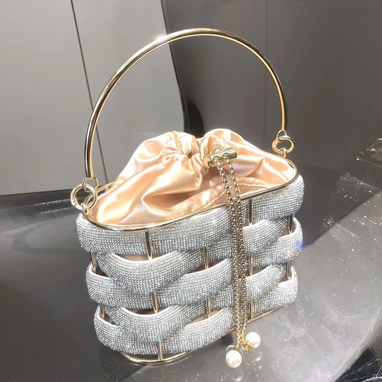 Rhinestones Evening clutch Bag Purses and handbag luxury Designer shoulder bag Shiny Crystal Clutch purse bucket bag