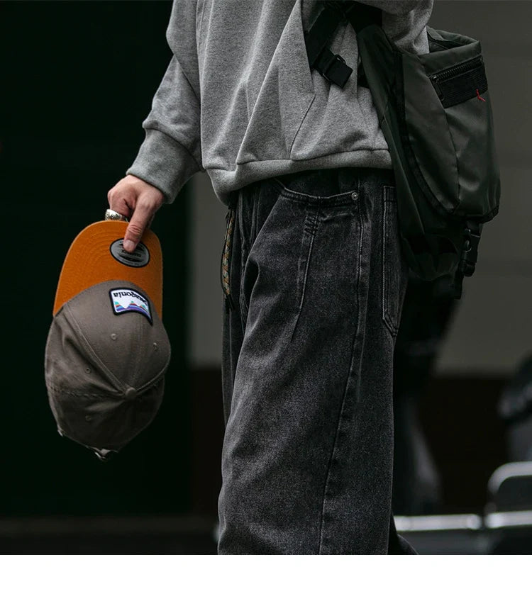 American Vintage High Quality Denim Cargo Pants Men Clothing Streetwear Loose Skate Jeans Harajuku Casual Harem Trousers Male