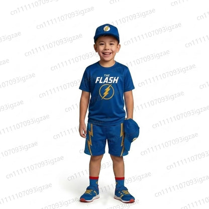 2026 New Casual Summer Kids Boys DC Superhero Batman Superman Flash Graphic Short Sleeve T-Shirt Shorts Outfit Set