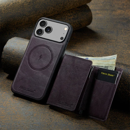 Wallet Cards Slot Leather Phone Case for IPhone 17 Air 17 Pro Max 15 16 Plus 14 13 12 11 Magnetic Magsafe Kickstand Back Cover