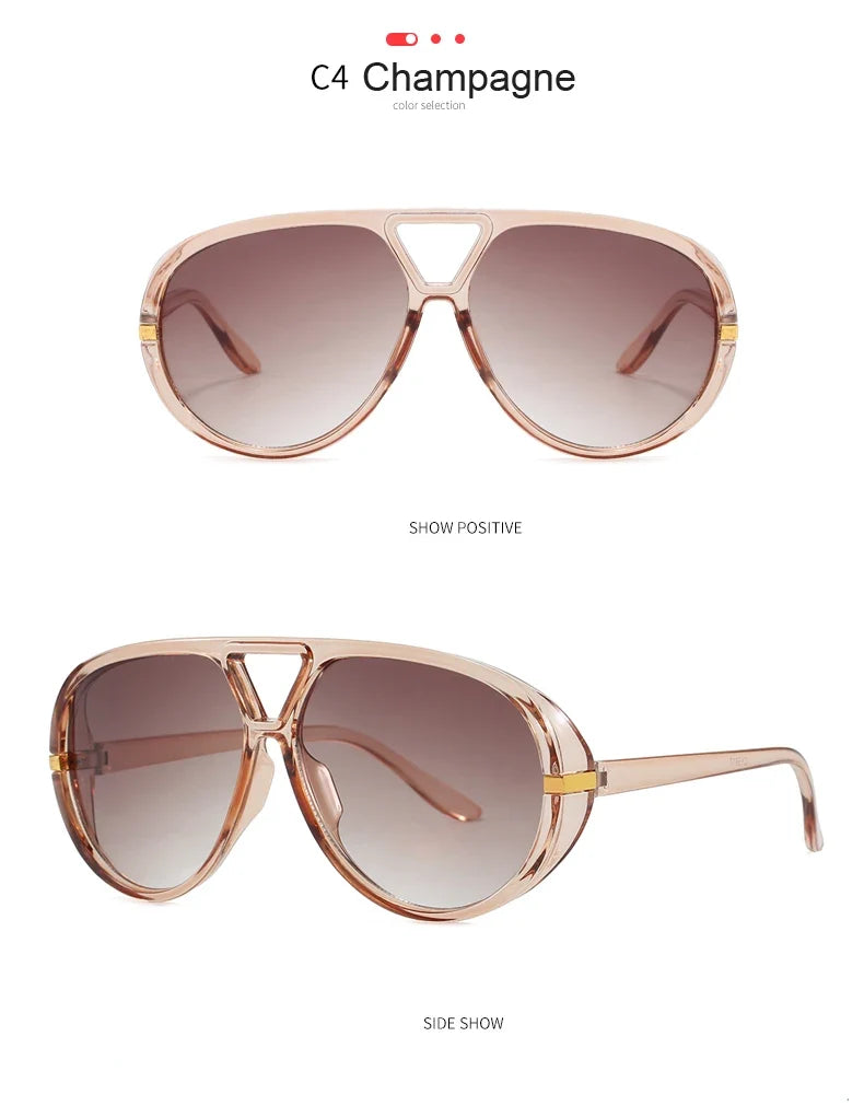 Cycling Trendy Women Square Twin Bridge Pilot Sunglasses New Luxury Designer Shades Outdoor Driving Travel Female Sun Glasses