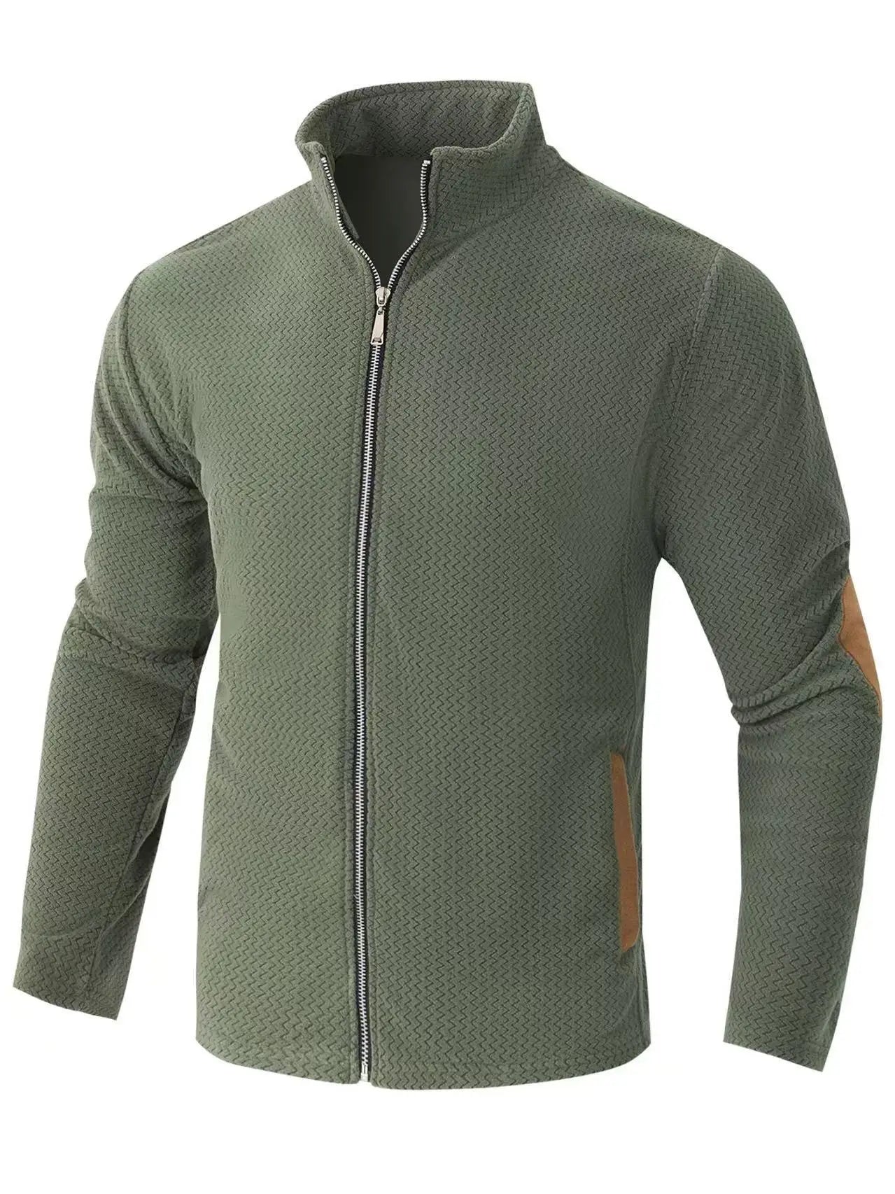 Autumn Winter Men's Stand Collar Casual Zipper Jacket  Double-Sided Fleece Warm Coat Outdoor Splice Long Sleeve Cardigan Mens